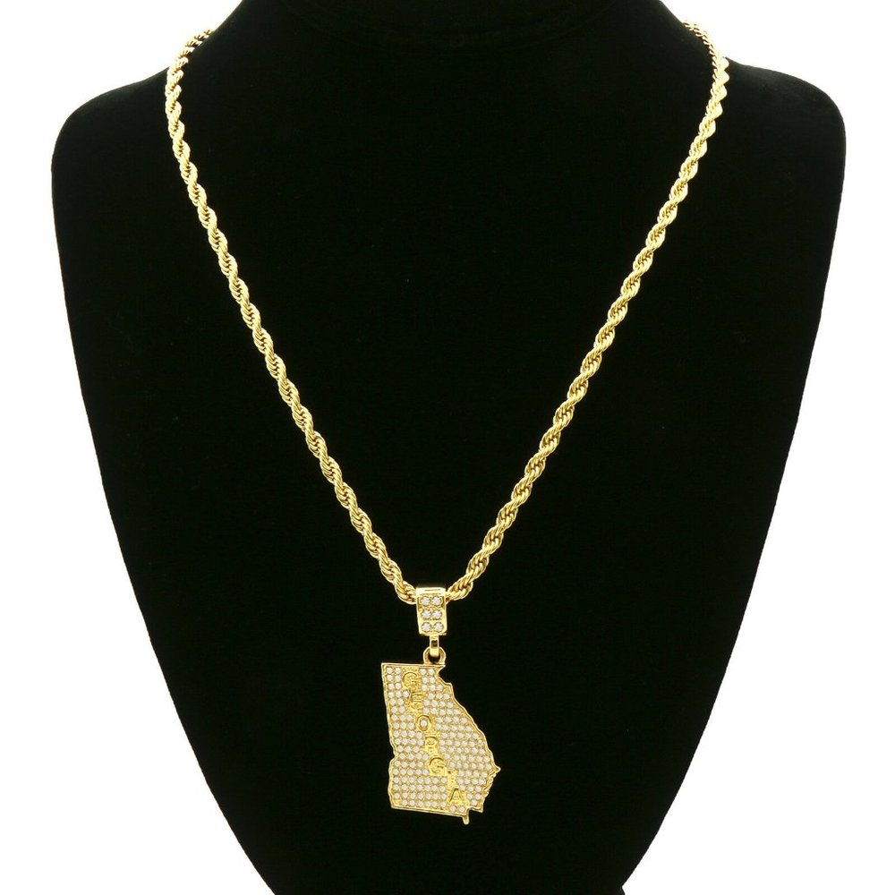 14k Gold Georgia 24" Rope Chain + Pendant